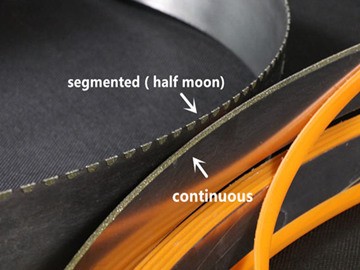 Segmented edge and continuous edge diamond coated band saw blades