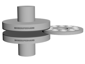 double disc grinding wheel double disc grinding wheel 1. High speed grinding and planetary grinding compound： In the grinding process , the grinding disc to the workpiece double face to do fixed feed high-speed grinding movement and planetary grinding movement, that is, the workpiece is told to grind in the case of rotation. 2. Grinding marks overlap and cross: In the grinding process, the friction marks are evenly crossed due to the interaction of sliding, micro-ploughing, micro-cutting and material fatigue fracture. The workpiece processed by grinding method has the same processing precision as precision grinding, which can obtain high flatness and parallelism of two planes, and the surface roughness value is smaller. 3. In the grinding process, the double-disc grinding wheel continuously cuts and processes the workpiece. There is no tangential contact surface between the workpiece and the grinding tool, and the force generated by the cutting clearance is very small. Because the cutting force is small, the heat generated on the workpiece is correspondingly small, so the workpiece is not easy to burn or produce vibration marks, and the workpiece line position accuracy is better. Double-disc grinding machine can grind workpieces using a through-feed, plunge-cut or oscillation process, depending on the respective requirements. The compact and rigid machine configuration ensures the greatest precision level of component with the shortest transfer times. Through-feed process radial/linear for the shortest cycle times double disc grinding wheel Plunge-cut process, oscillation/rotation for high-end quality with parallel standing tool spindles , removal is done via the in-feed of one of the discs: double disc grinding wheel