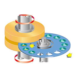 Double disc grinding wheel to thin optical glass